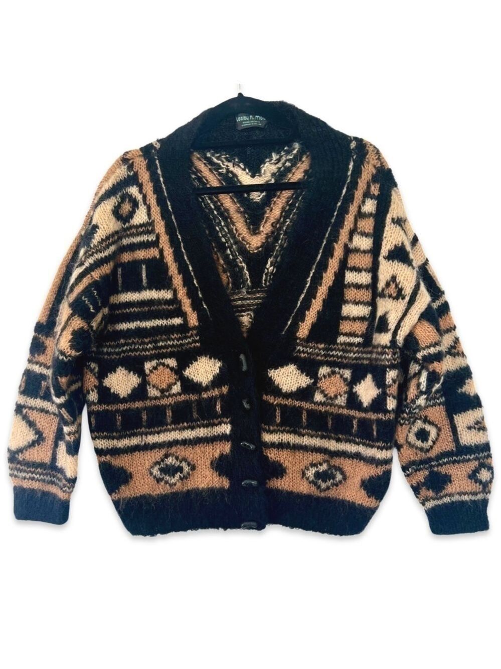 Lesley A. Mole Handmade Wool Cardigan England Toggle Button Vintage Sweater